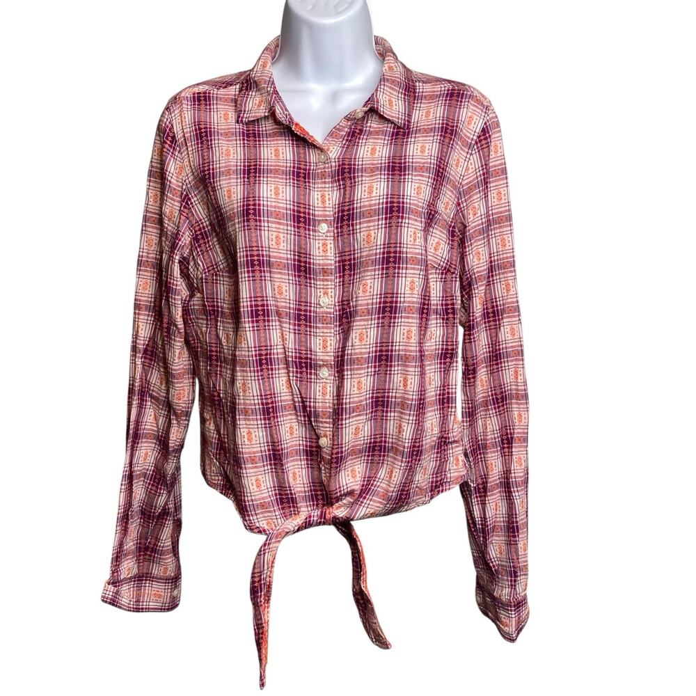 Vintage Wet Seal‎ Y2K Women's Plaid Tie Front Shirt Size L Western Daisy Duke